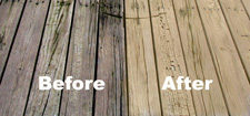 Deck showing the before and after using the Oxo Wood Cleaner by Outlast® CTA Products