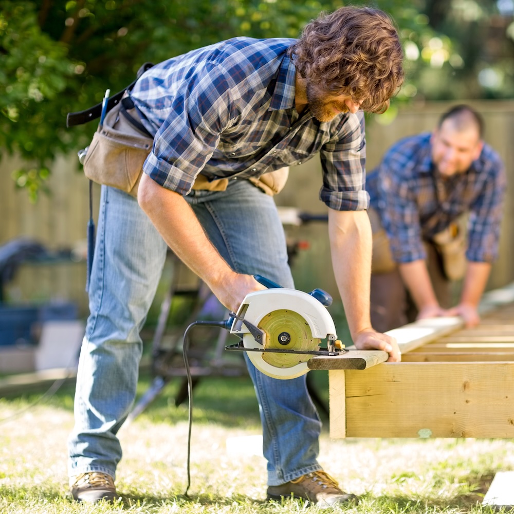 man working on a deck