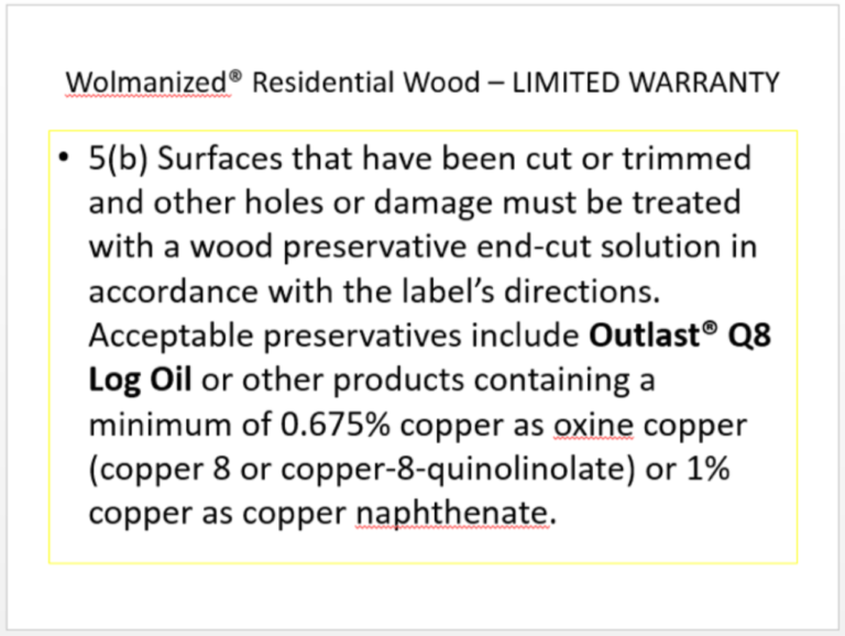 AWPA M4 Standard Wolmanized Residential Wood Decking Treatment