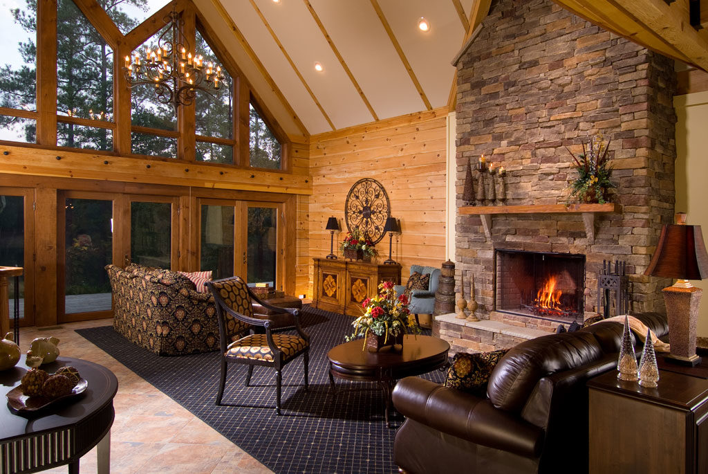 Log home family room treated with Outlast® Inside Satin CTA Products