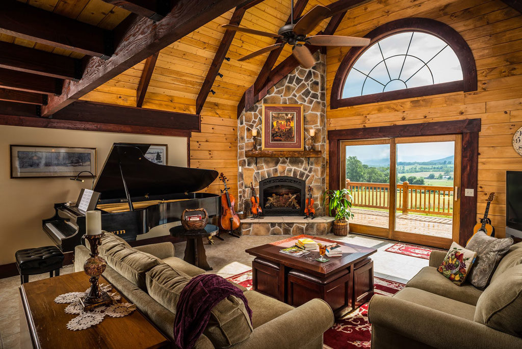 Log home music room treated with Outlast® Inside Satin CTA Products