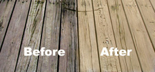 Deck showing the before and after using the Oxo Wood Cleaner by Outlast® CTA Products